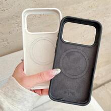 奢华磁吸液态硅胶手机壳，兼容 17 Air 16 15 14 13 12 17 Pro Max Plus，亮面荧光软壳，春季礼物 - 卡其色 - 查看 9