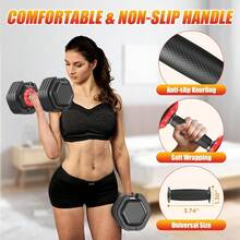 25/52.5/55LBS Adjustable Dumbbells Set With AntiSlip Handle Fast Adjust Weight Dumbbells Set With Dual Safety Locking System Versatile Weights Set For Women And Men Full Body Workout Fitn Compact Size Space Saving For Home Gym - Đỏ25lb1pcs - Xem 5