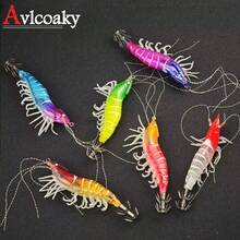 1 pieza Cebo de pesca de camarón luminoso Avlcoaky de 10.5cm/11.5g con anzuelo tipo jig de calamar
