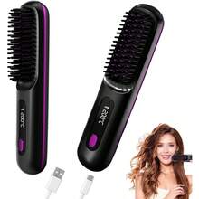 2025 Hair Straightener - Cordless Comb With Negative Ions, 4000mAh Fast Heating And Portable Travel Design, A Great Home Item, Rechargeable Hair Straightener And Curling Brush - 黑色 - 查看 12