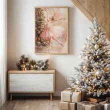 1件圣诞芭蕾舞女演员墙饰，胡桃夹子芭蕾舞主题圣诞装饰，粉色芭蕾节日可打印艺术，帆布壁挂，房间海报，家居装饰，房间装饰美学，房间装饰用品。可选画框，房间装饰。 - 1pc - 查看 7