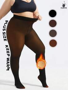 1pc Plus Size 220g Women Thermal Tights, Thermal Lined Tight , Stirrup Tights For Winter, Cozy - Multicolor - View 18