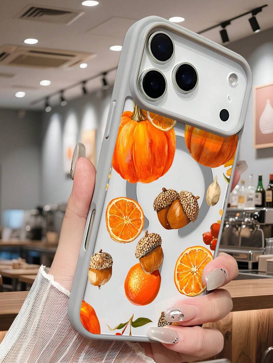 Rustikales Bauernhaus-Ästhetik-Zitrusfrucht-Eichelnuss-Muster, saisonaler Schutz, stoßfeste magnetische Telefonabdeckung, künstlerischer Stil, einzigartiges Design, beste Geschenke für Frauen, kompatibel mit iPhone 17 pro max/17pro/17/Air/16promax/16pro/16plus/16/15promax/15pro/15plus/15/14promax/14pro/13promax/13pro/13/12promax/12/11promax/11pro/11/XSmax/X