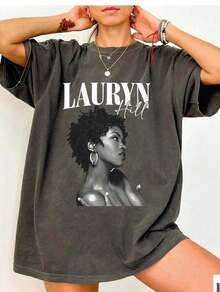 Vintage 90s R&B Hip Hop Music Lauryn Hill Graphic T-Shirt, Classic Album Cover Inspired Retro Music Tee Tee, Y2K Bootleg Retro Soul Hip Hop Shirt, Unisex Concert Style Cotton Shirt Women MenLoose And Comfortable - A1 - 查看 2