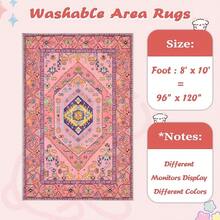 Runner Rug Hallways, 2'6x10' Washable Non Slip Kitchen Runner Rug, Long Boho Vintage Rust Hallway Stair Ultra Soft Print Floor Carpet Bedroom Bathroom Laundry Room, Home Decor - Fuchsia Pink/Multi - View 9