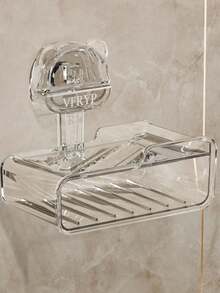 1pc Teddy Bear Suction Cup Soap Dish With Sponge, Wall Mounted Bathroom Soap Holder, Double Layer Soap Rack