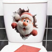 1pc Funny Santa Claus Breakthrough Wall Decal - Removable Self-Adhesive PVC Sticker With Santa'S Face & Cracked Wall Design, Matte Finish For Walls/Glass, Christmas Home Decor, Holiday Party Supplies, Xmas Gifts 2026, Festive Decoration