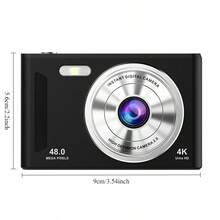 1080P高清双镜头自拍数码相机，专业入门级相机，支持拍照，4800万像素，内置闪光灯，配备64G存储卡 - 相機 + 64G內存卡 - 查看 6