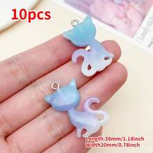 10 buc pandantive cu rășină mixtă aleatorie, în două tonuri, cu gradient de pisici, pentru brățări, coliere și cercei DIY - Consumabile pentru realizarea de bijuterii fine, cu formă drăguță de pisică, pentru decorare artizanală lucrată manual
