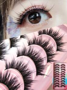 10 对 3D 分层浓密恶魔睫毛，超长纤细，适合舞台、角色扮演、服装，自然日本动漫风格假睫毛 - 濃密款 - 查看 8