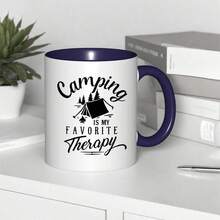 Vintage Camping-Themed 11oz Enamel Mug With Camping Design & Camping Is My Favorite  Slogan - Heavy-Duty Glass Coffee Tea Cup Outdoor Enthusiasts, Campers, Hikers - Father's Day, Valentine's, Thanksgiving, Independence Day - Hand Wash Only, Durable & Non-Slip Grip, Travel & Home Use - Reusable Glass Cup With Vintage-Inspired Camping Theme, Coffee, Tea & Hot Beverages - Màu xanh hải quân - Xem 12