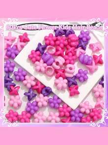 60 件粉色、紫色和紫红色辫子珠 - 耐用亚克力花朵发饰，适合女孩、派对、日常发型 - 易于使用且持久，辫子、马尾辫装饰，光泽表面，光滑质地，时尚爱好者 - 彩色 - 查看 4