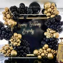 142pcs Black And Gold Balloon Garland Arch Kit, Total 18" 12" 10" 5" Latex Balloon Set For Shower Birthday Wedding Bachelorette Party Decorations Supplies - Multicolor - View 3