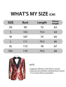 Men's Three - Piece Suit Baroque Pattern Blends Modern Formal Fashion For A Stylish Suit Set For Wedding Business Office Party - (Đỏ-Vàng) - Xem 7