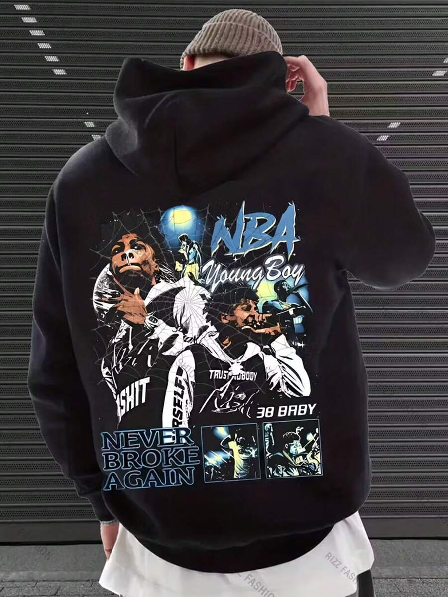 Men's YoungBoy Never Broke Again Album Track Lyrics Hoodie - Iconic Song Titles & Signature Outfit Print (Young Money, Killin' Cam) | Streetwear Sweatshirt With Pocket | Concert Merch Gift For Fans | Spring/Fall Casual Wear,Fall Hoodies,Men's Fall Clothes,Street Wear,Halloween,Mens Hoodies,Y2k Clothes,Jesus Hoodie,Thanksgiving Day,Nightmare Before Christmas,Christmas - Black - View 1