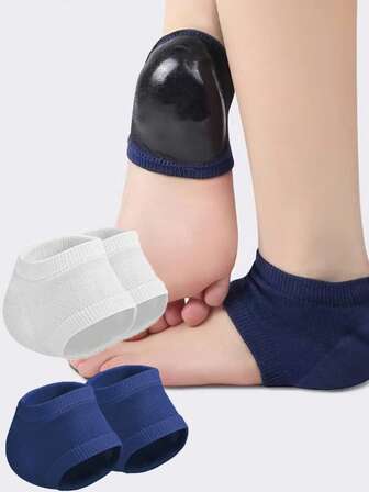 1 Pair Soft, Breathable Gel Heel Socks With High Quality Silicone Heel And Fabric Forefoot Support