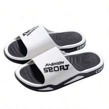 Fashion Men's Sports Slippers - Athletic Sandals With Non-Slip Soles -  Men's Letter Design Slippers - Ideal Choice For Spring/Summer Beaches - 黑與白 - 查看 6