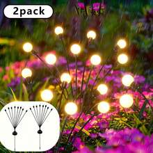 2/4/6/8-Piece Outdoor Garden Path Lights, Solar-Powered Firefly String Lights, IP44 Waterproof Rating, Solar Decorative Lighting For Patios And Yards, Made Of Weather-Resistant Plastic, Easy To Install (Mounting Accessories Included) - Warm Color - View 15