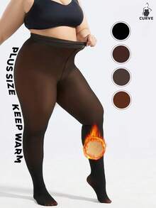 1pc Plus Size 220g Women Thermal Tights, Thermal Lined Tight , Stirrup Tights For Winter, Cozy - Multicolor - View 3