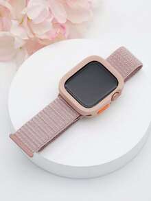 2 Stücke für Apple Watch Bänder & Hülle Set für Apple Watch 38mm 40mm 41mm, 42mm 44mm 45mm 46mm 49mm S10/11-42mm, weich, atmungsaktiv, verstellbarer gewebter elastischer rosa Armband für Apple Watch Damen mit schützender dicker TPU Hülle, süßer Stil, kompatibel mit Apple Watch Series Ultra 3 2 1, S11/10/9/8/7/6/5/4/3/2/1 SE, modischer rosa für Damen Zubehör