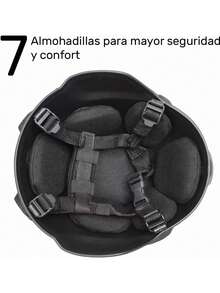 Casco protector de combate con rieles laterales y soporte NVG para caza de paintball militar táctica Airsoft - Negro - Ver 3