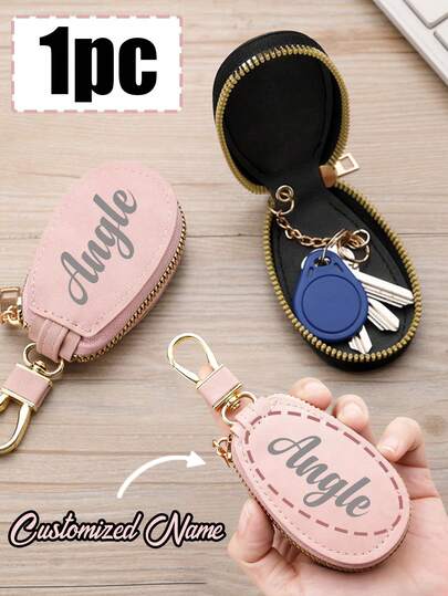 1pc Personalized Car Key Chain Zipper Wallet, Can Customize Your Name, Suitable For Men And Women, Compact And Portable, Convenient To Carry, Can Be Used As A Key Chain Or Accessory, Wear-Resistant, Zipper Closure, Suitable For Storing Car Keys And Other Small Items. It Is An Essential Item For Travel, Home, Dates And Gatherings, And Also The Best Gift For Friends, Family And Partners On Birthdays, Christmas And Thanksgiving.