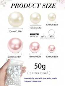 200g Perlas artificiales flotantes sin agujeros, tamaño mixto 10mm/16mm/20mm, para rellenar jarrones, decoración de bodas, decoración de velas flotantes, centro de mesa del hogar, adecuado para manualidades de bodas, cumpleaños, fiestas temáticas, Halloween, centro de mesa navideño (incluye perlas de agua) - Rosa + Blanco - Ver 10