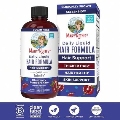 Mary's Daily Liquid Hair Formula - Hair Support - Thicker Hair For Women - Healthy Hair Habits - With SesZenBio - Biotin - Vitamin C - 16 Fl Oz
