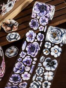 1 Roll European Floral Pattern PET Decorative Tape, Suitable For Scrapbooking, DIY, Photo Album, Sticker Album - Multicolor - View 1