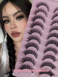 7 pares/paquete Pestañas postizas rusas con rizo DD, gruesas y esponjosas, para crear maquillaje de ojos de gato, pestañas postizas densas 8D delicadas, realzan el contorno del ojo, alargan y engrosanla línea de las pestañas, crean un maquillaje exquisito - Negro - Ver 7