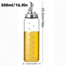 1 Peça Dispensador E Recipiente De Óleo De Vidro Sem Chumbo, Durável E Resistente À Corrosão Para Cozinha, Adequado Para Molho De Soja, Vinagre, Óleo De Especiarias, Azeite E Outros Óleos Comestíveis E Temperos. (design Anti-vazamento)
