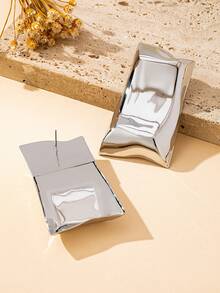 1 Pair Vintage Elegant Geometric Teardrop Statement Earrings, Stainless Steel With Titanium Alloy Posts, Fashionable Large Drop Dangle Earrings For Women, Suitable For Daily Wear, Novelty Earrings