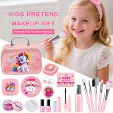 Kids Pretend Play Cartoon Makeup Toy, Purple/Pink Cosmetic Bag & Accessories Gift Set (Realistic Makeup), Dress Up Toys For 3-9 Years Old Girls, Birthday/Halloween/Christmas Gift For Girls - Multicolor - View 9