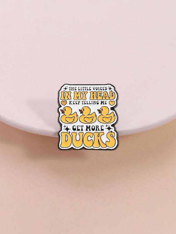 1 pieza Insignia de esmalte de pato amarillo divertido "Consigue talla grande patos" Broche lindo para mochila, solapa, apto para hombres y mujeres, uso diario, regalo para amigos