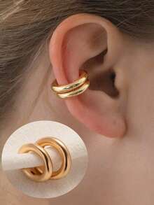 CVNANA 1 对朋克风格不对称圆形无穿孔耳夹，简约时尚合金夹式耳环，适合女士、日常和度假佩戴 - A - 查看 9