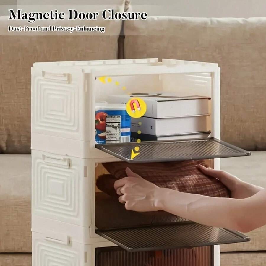 Foldable Magnetic White Plastic Storage Box With Pull-Out Dividers And ...