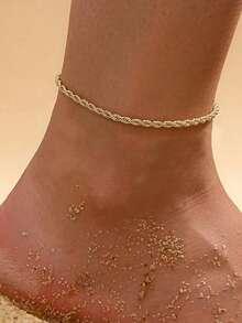 1 Stück Damen Edelstahl Gold Minimalistische Kette Fußkette, vielseitiges geschichtetes Accessoire
