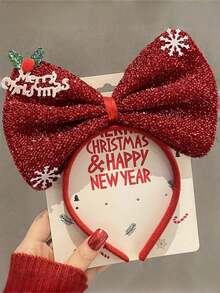 Cute Christmas Girl Headband, Santa Claus Bell Hair Clip, Adorable Holiday Headpiece Gift, Party Accessory - Red - View 3