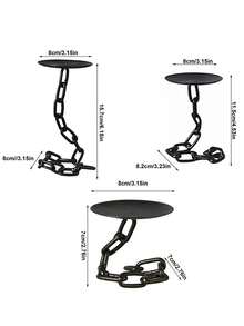 1pc Vintage Industrial Metal Candle Holders, Gothic Medieval Chain Link Candlesticks, Tabletop Lacquered Finish, Black Wrought Iron For Party Centerpiece, Holiday Decor,Room Decor,Gifts