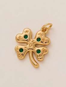 1PC Fashionable DIY, Simple And Elegant, Heart-Shaped Zirconia Cat Maple Leaf Pendant, Gold-Plated And Color-Preserved 14K