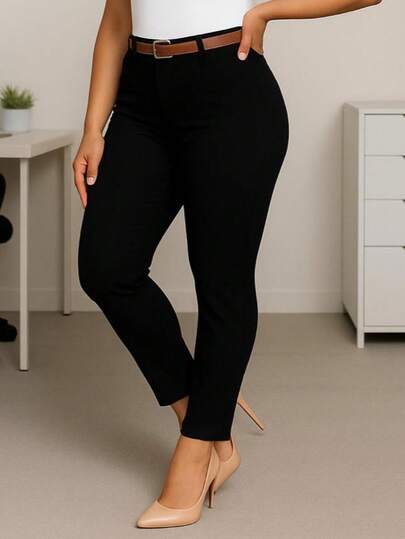 Pantalón de Vestir para Dama con Cinturón. Tela Strech. Ajuste Perfecto Push Up