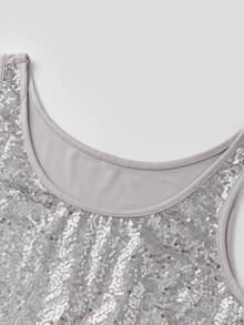 Women's Sleeveless Sparkle Shimmer Camisole Vest Glitter Sequin Metallic Tank Tops Summer Rave Club Party Vest - Bạc - Xem 6