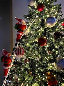 1 Stück Weihnachtsmann klettert auf Weihnachtsbaum Dekoration, Innen- & Außen Feiertags Wanddekoration, Weihnachtsmann klettert an Seil Festliche Weihnachtsbaum Deko, Multi- mit roten und grünen Weihnachtsmännern, Fensterausstellung, Haus Tür Wanddekoration, Weihnachtsbaum Party Deko, Weihnachtsparty Zubehör