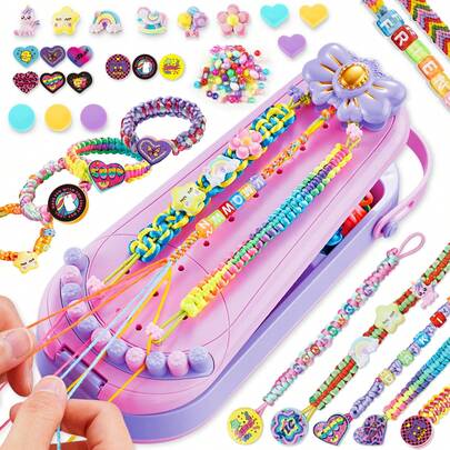 Kit de fabricación de pulseras de para niñas - Kit de manualidades y artesanía DIY para hacer pulseras - Kit de artesanía de tejido de cordón de joyería - Regalo de juguete para niñas de 6 7 8 9 10 11 12 años de edad