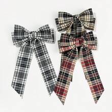 学院风格子蝴蝶结休闲百搭日常发夹 - 彩色 - 查看 4