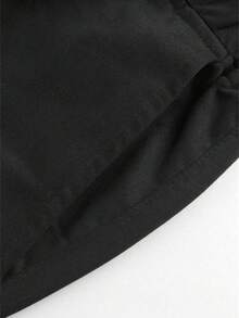 1pc Teen Girl Casual Straight Leg Drawstring Pants With Pockets, Spring Autumn - Black - View 5