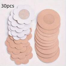 30 Pieces Of Ultra-Thin Disposable Nipple Covers - Breathable Non-Woven Fabric Material, Anti-Bulge Design, Round And Floral Shapes, Seamless Fashion Accessory Suitable For Clothing, Swimwear, And Wedding Photography - tròn - Xem 4