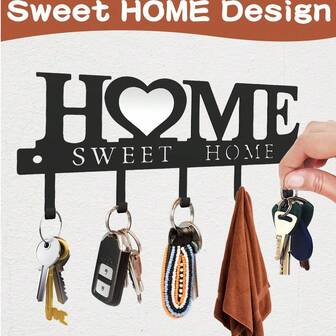 Metal Key Holder Hooks Organizer Rack , Wall Mounted Decor For Entryway Front Door Kitchen Hallway Garage Mudroom Office With Screws And Anchors