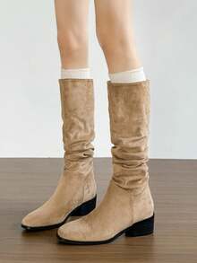 2025 Chunky Heel Tall Boots Pointed Toe Western Cowboy Boots Retro Over-The-Knee Boots For Women, Autumn/Winter