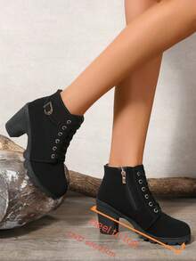 Bottes de mode vintage pour femmes, automne-hiver, à lacets, bottines Chelsea à semelle épaisse. (La taille est petite, il est recommandé de commander une taille au-dessus) Pour les avant-pieds larges, il est recommandé de commander deux tailles au-dessus.